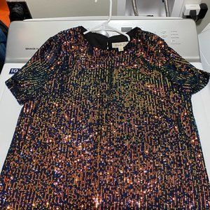 New with tags, black Iridescent sequin knit top by Vine & Love, size large